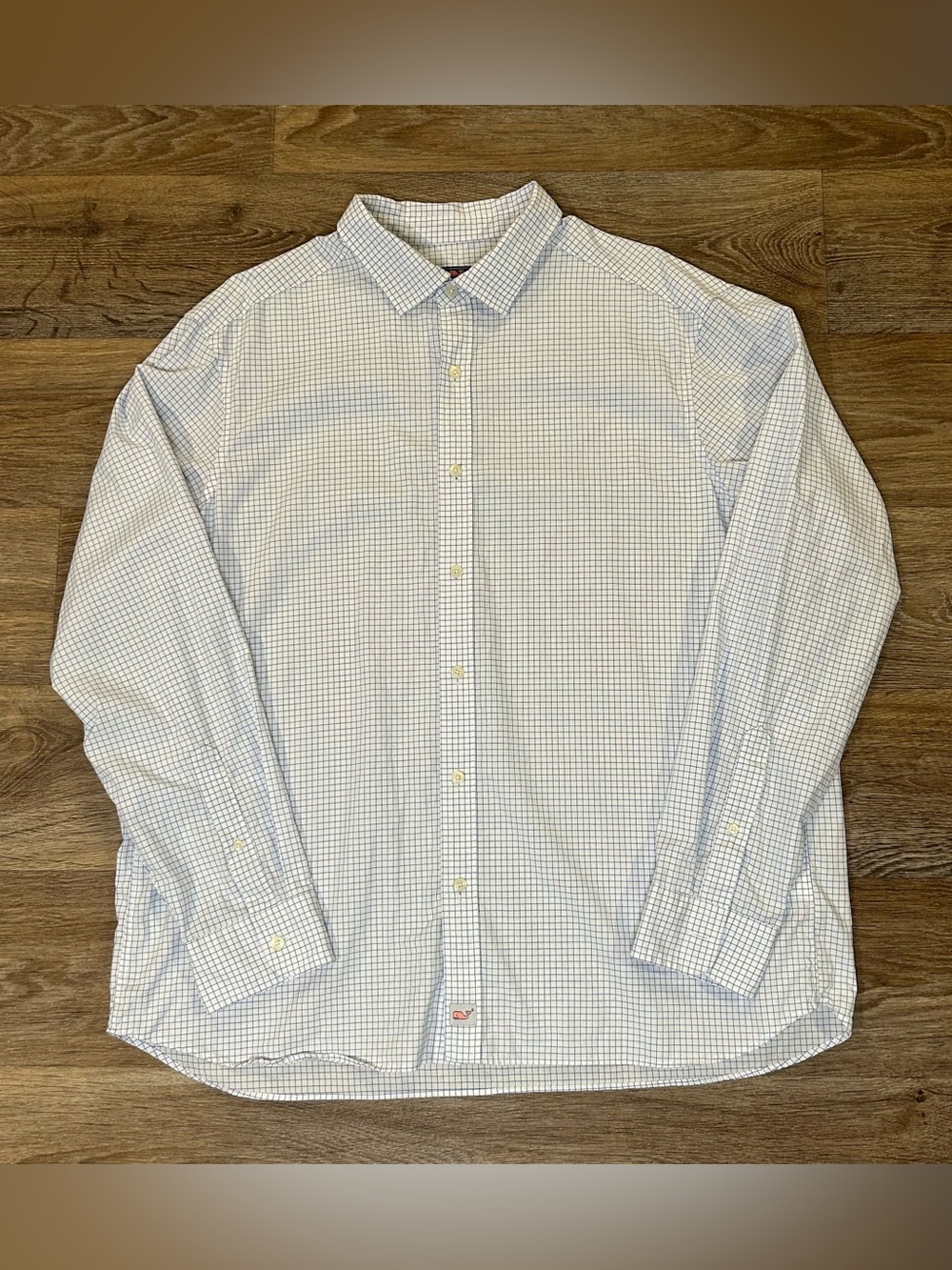 Vineyard Vines Men’s Button Down Dress Shirt - XL White w/ Blue Checkered Stripe